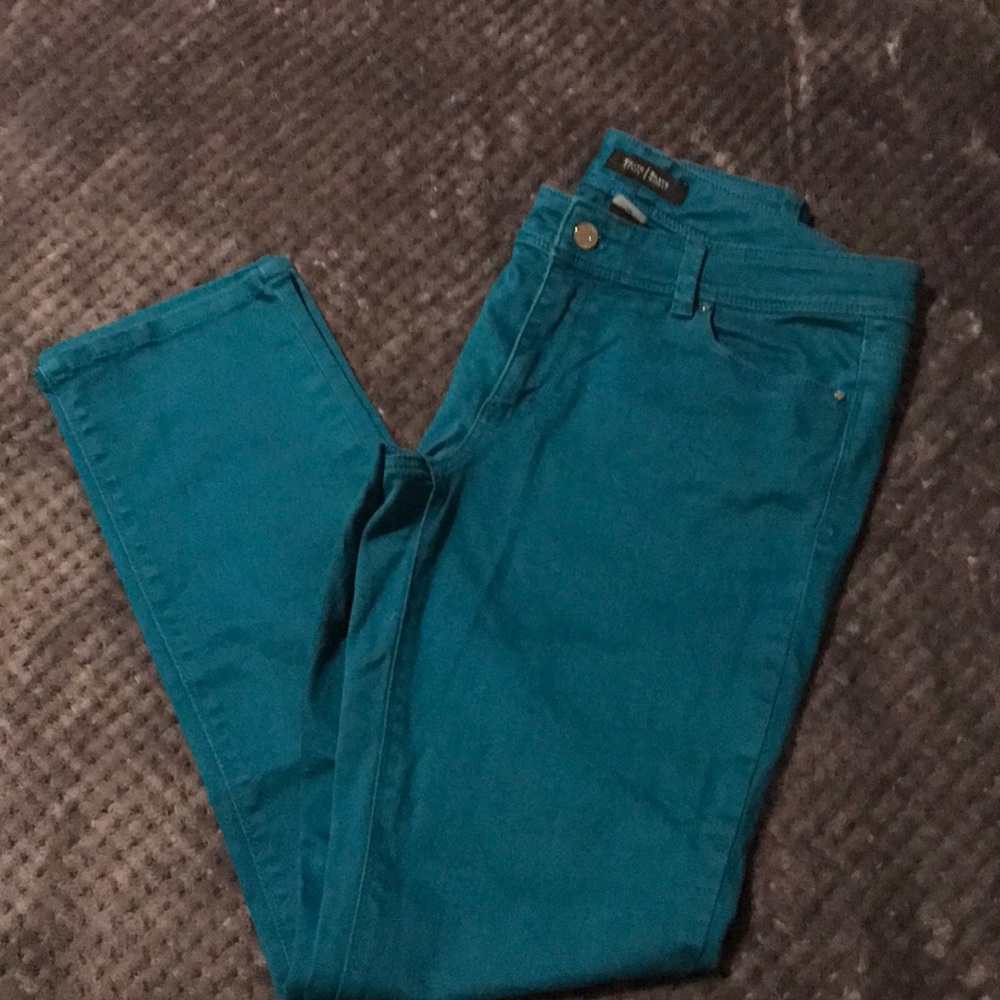 Beautiful Teal Slim Ankle Jeans